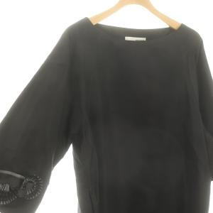 petite robe noire ワンピース 七分袖 ミモレ ロング シルク 黒 ブラック