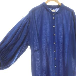 ikkuna / suzuki takayuki チュニックシャツ ブラウス 長袖 九分袖 前開き 1 青 ブルー