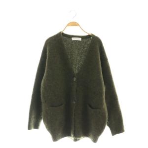 コクーンカーディガン モヘヤ混 長袖 S カーキ