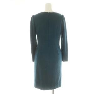 M'S GRACY ウール リボンワンピース ひざ丈 長袖 36 S 緑 グリーン