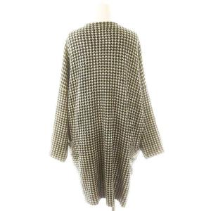 LIMI feu ウール混 千鳥柄 ガウンコート ノーカラー アウター S 黒 白 ブラック ホワイト