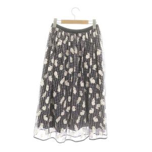 franche lippée ベビラビチュールスカート フレア ロング M 紺 白 ネイビー ホワイト