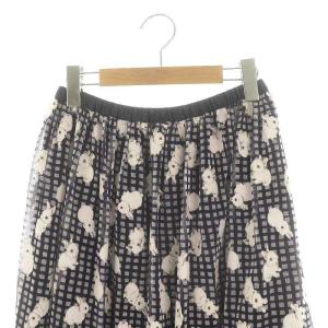 franche lippée ベビラビチュールスカート フレア ロング M 紺 白 ネイビー ホワイト
