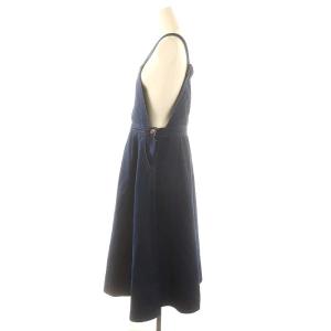 franche lippée デニムうしろリボンジャンスカ ジャンパースカート ロング丈 M インディゴブルー