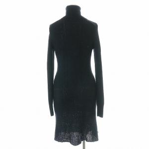 Theory シルク混ニットワンピース ひざ丈 長袖 タートルネック アルパカ S 黒 ブラック