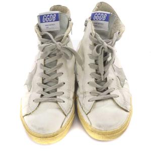 GOLDEN GOOSE SUPERSTAR ダメージ加工 レザー スニーカー ハイカット 39 25.5cm 白 ホワイト /SR28