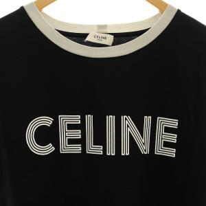 CELINE by Hedi Slimane 23AW ロゴプリント リンガー Tシャツ M ブラック