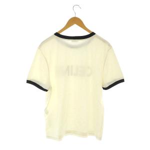 CELINE by Hedi Slimane 23AW ロゴプリント リンガー Tシャツ M アイボリー