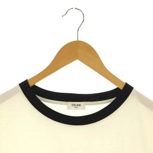 CELINE by Hedi Slimane 23AW ロゴプリント リンガー Tシャツ M アイボリー