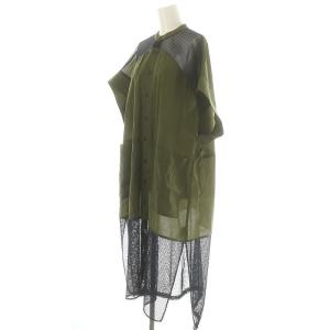 UN3D. 23SS MESH DOCKING SH メッシュドッキングロングシャツ 半袖 カーキ 紺 ネイビー