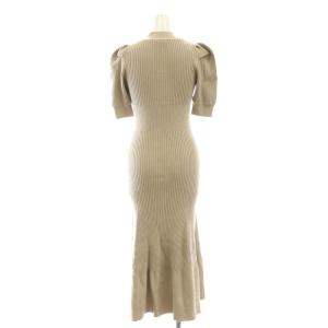 SNIDEL 23SS フロントボタンラメニットワンピース 五分袖 ロング マキシ丈 ベージュ