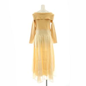 CELFORD 22SS ニットドッキングワンピース ロング オフショルダー 長袖 38 オレンジ