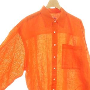 Spick&Span 24SS コットンリネンルーズシャツ 長袖 オーバーサイズ F オレンジ