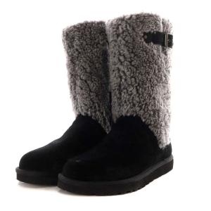 UGG australia KATERINA ムートンブーツ ミドル フラット ボア スエード US7 24cm 黒 ブラック グレー 1003915