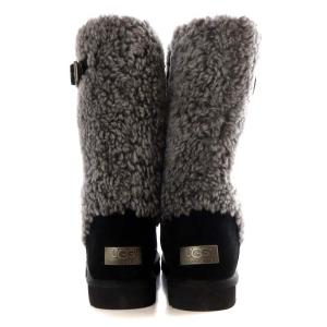 UGG australia KATERINA ムートンブーツ ミドル フラット ボア スエード US7 24cm 黒 ブラック グレー 1003915
