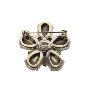 René ブローチ ピン フラワーモチーフ クリスタル ビジュー シルバー色