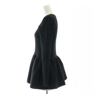 UNITED ARROWS P ペプラム ニット カットソー 長袖 リブ 黒 ブラック