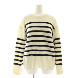 22AW ファインウールライト クルーネックプルオーバー ニット セーター 長袖 チュニック丈 ボーダー