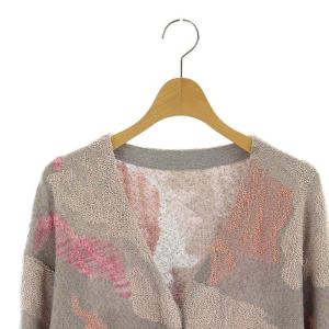 Mame Kurogouchi 23AW Pile Jacquard Knitted Cardigan 1 ピンク ラベンダー