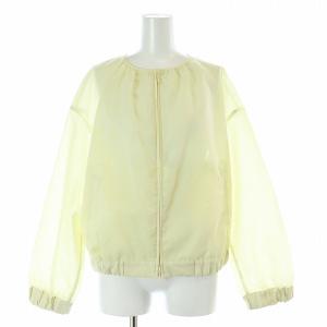 シアーブルゾン ジャケット ジップアップ ノーカラー シースルー 38 M 黄 イエロー /AT OS