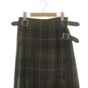 O'NEIL OF DUBLIN チェック プリーツロングスカート ラップスカート ロング ウール I42 カーキ 茶 ブラウン