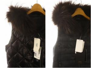 TATRAS リバーシブル ナイロン ダブルジップ ダウンベスト アウター フード付き 36 S 黒 ブラック グレー