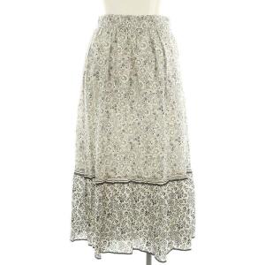 23区 vingt-trois スカーフパネルプリント ギャザースカート フレアスカート ロング シルク混 総柄 インナー付き 38