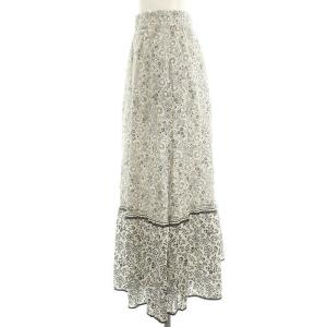 23区 vingt-trois スカーフパネルプリント ギャザースカート フレアスカート ロング シルク混 総柄 インナー付き 38