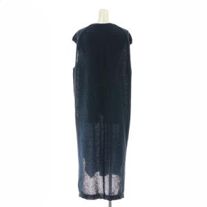 GALERIE VIE コットン ノースリーブロングワンピース ロング丈 ミモレ丈 スリット 36 S 紺 ネイビー