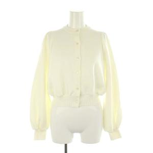 23SS パフスリーブショートカーデ カーディガン ニット 長袖 クルーネック F 白 ホワイト /ES