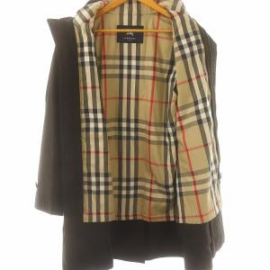 BURBERRY LONDON ライナー付きスタンドカラーコート アウター ミドルロング ノバチェック柄裏地 ベルト付き M 黒 ブラック