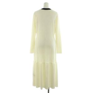 CELFORD 22SS ニットマーメイドワンピース ロング 長袖 Vネック リブ 38 オフホワイト
