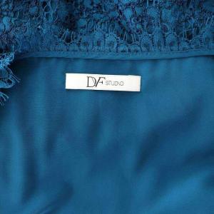 DIANE von FURSTENBERG DF STUDIO レース ラップワンピース ロング 七分袖 カシュクール 0 青 ブルー