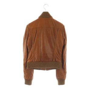 D&G レザー ジップアップ ジャケット ブルゾン アウター ニット切替 36 茶 ブラウン /MI OS