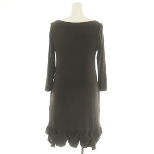 FOXEY NEW YORK ニットスラッシュワンピース ミニ 長袖 七分袖 八分袖 ヘンリーネック 38 茶色 ブラウン 30423