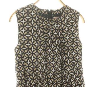 DRESSTERIOR オーバーラップサークルプリントワンピース フレア ノースリーブ ロング丈 総柄 34 S ベージュ