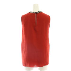 N°21 タグ付き ビジュー装飾ノースリーブブラウス リボン 36 S 赤 レッド