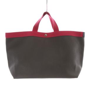 コーテッドキャンバス スクエアトートA4 ハンドバッグ グレー ピンク 705GP