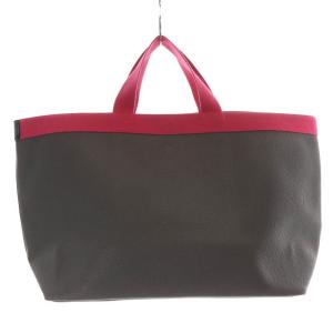 Hervé Chapelier コーテッドキャンバス スクエアトートA4 ハンドバッグ グレー ピンク 705GP