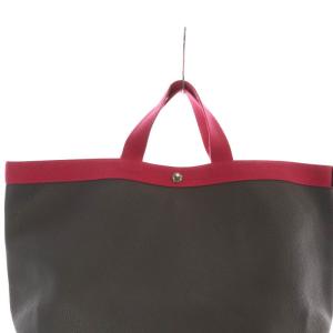 Hervé Chapelier コーテッドキャンバス スクエアトートA4 ハンドバッグ グレー ピンク 705GP