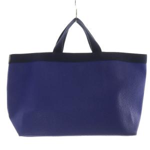 Hervé Chapelier コーテッドキャンバススクエアトートA4サイズ ブルー 705GP