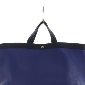 Hervé Chapelier コーテッドキャンバススクエアトートA4サイズ ブルー 705GP