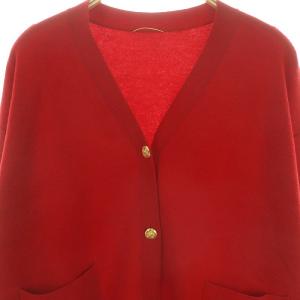 L'Appartement 23AW GOLD BUTTON CARDIGAN ニット カーディガン Vネック 長袖 赤 レッド