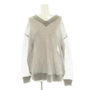 23AW Sheer V/N Mohair Knit ニット セーター Vネック 長袖 グレー