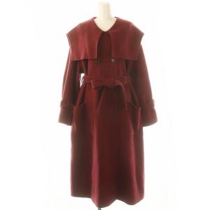 22AW ビッグカラーリバーコート アウター ウール ベルト付き 0 S 赤 レッド /YQ OS