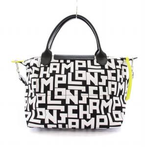 Longchamp ル プリアージュ LE PLIAGE LGP Small TOTE 2WAY トートバッグ ショルダーバッグ 総柄 白 黒