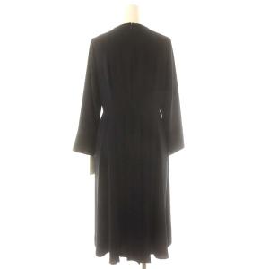 CELFORD 24SS ボウタイプリーツワンピース ロング 長袖 36 紺 ネイビー