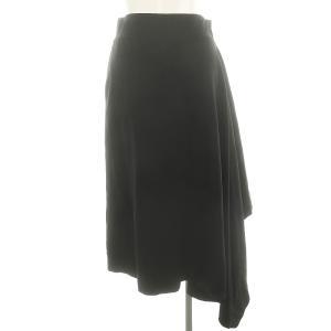 HYKE アシンメトリースカート ロング フレア 2 黒 ブラック