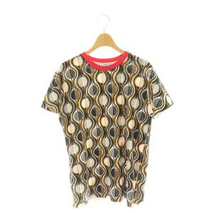 Tシャツ 総柄 カットソー 半袖 M 黒 ? 赤 /HK OS