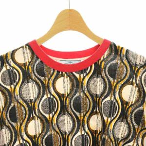 PRADA Tシャツ 総柄 カットソー 半袖 M 黒 ? 赤 /HK OS